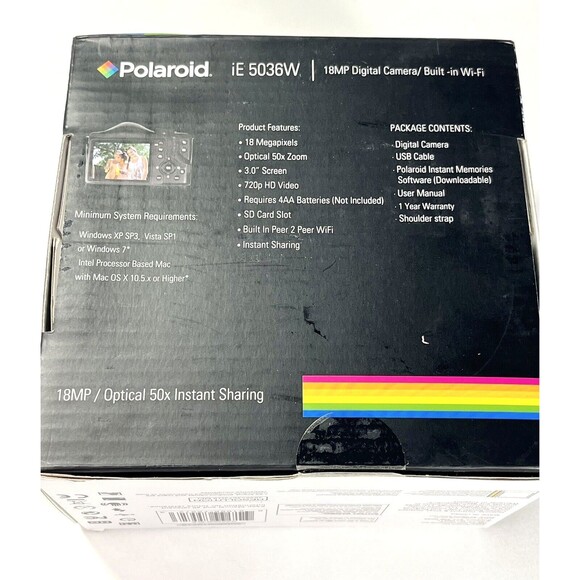Polaroid iE 5036W 18MP Digital Camera With Vivitar Storage Bag Accessories - Picture 12 of 16